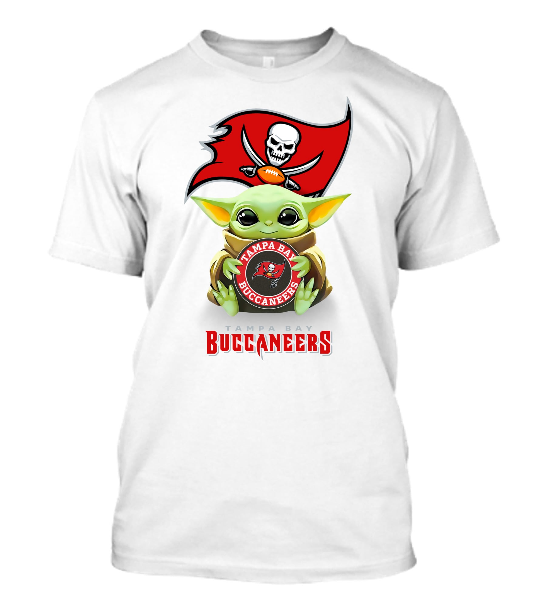 Baby Yoda Tampa Bay Buccaneers NFL Fan Logo Hug T-Shirt