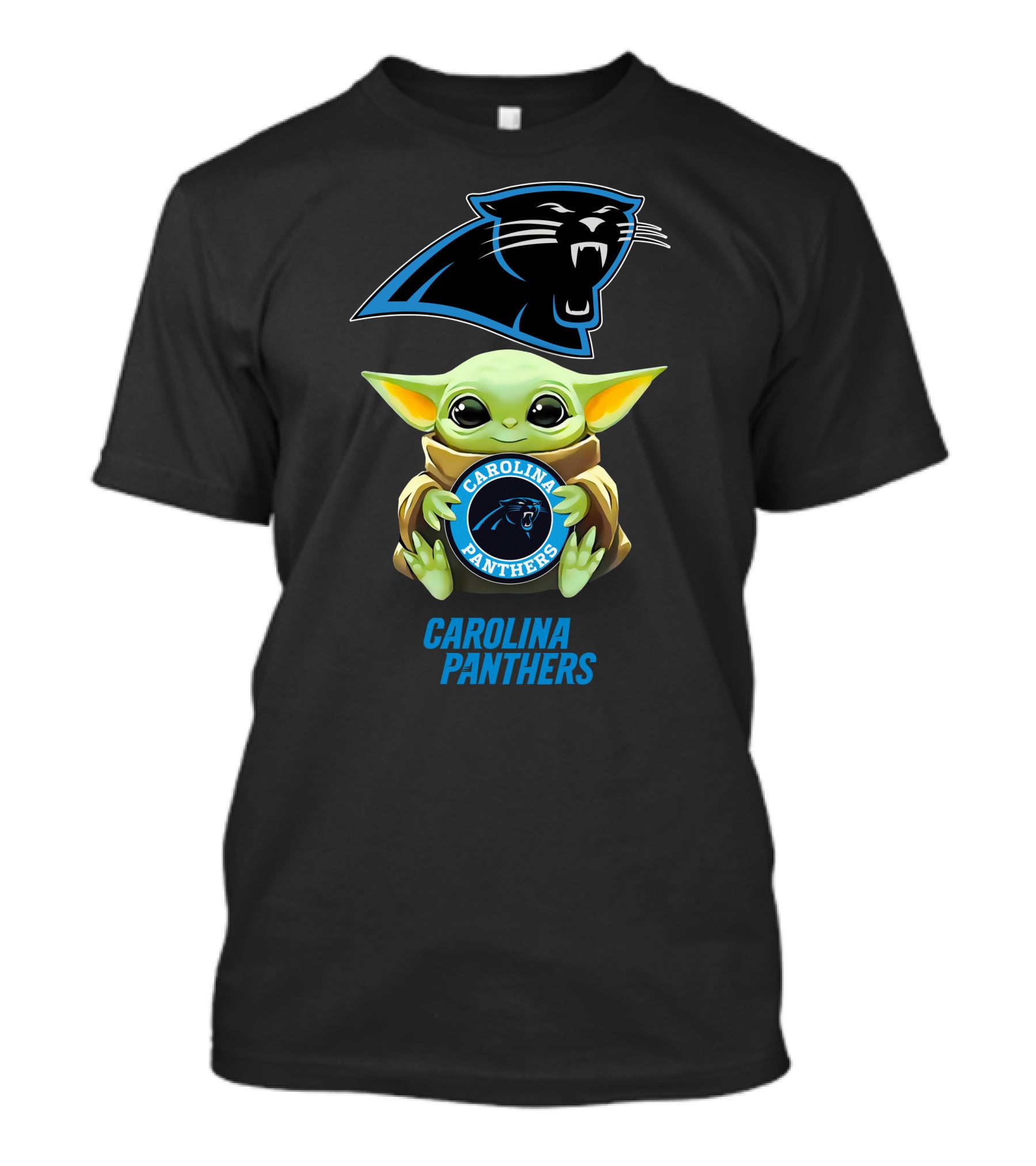 Star Wars Baby Yoda Carolina Panthers Hugging T-Shirt
