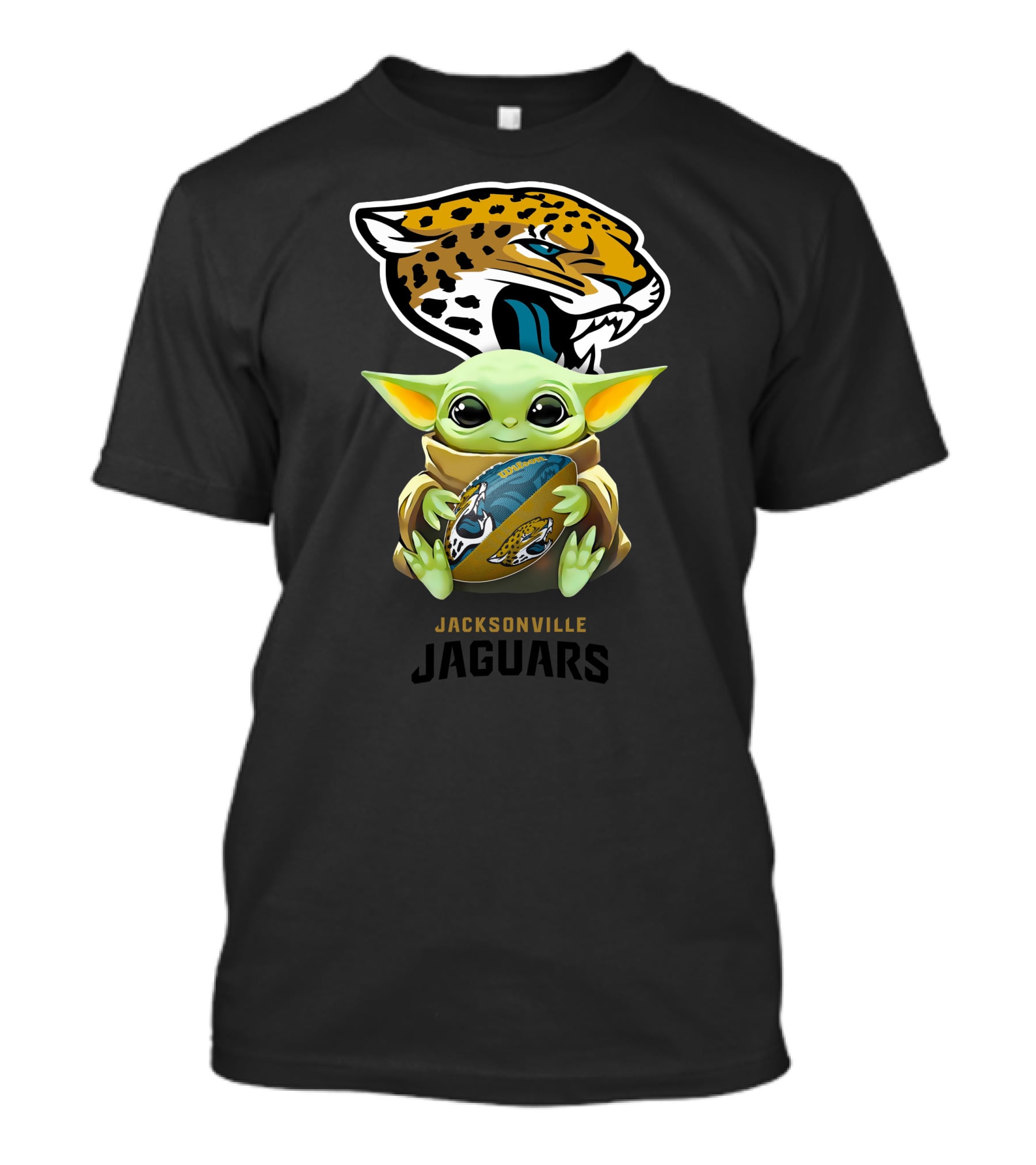 Jacksonville Jaguars Baby Yoda Hug Football Star Wars Tailgate T-Shirt