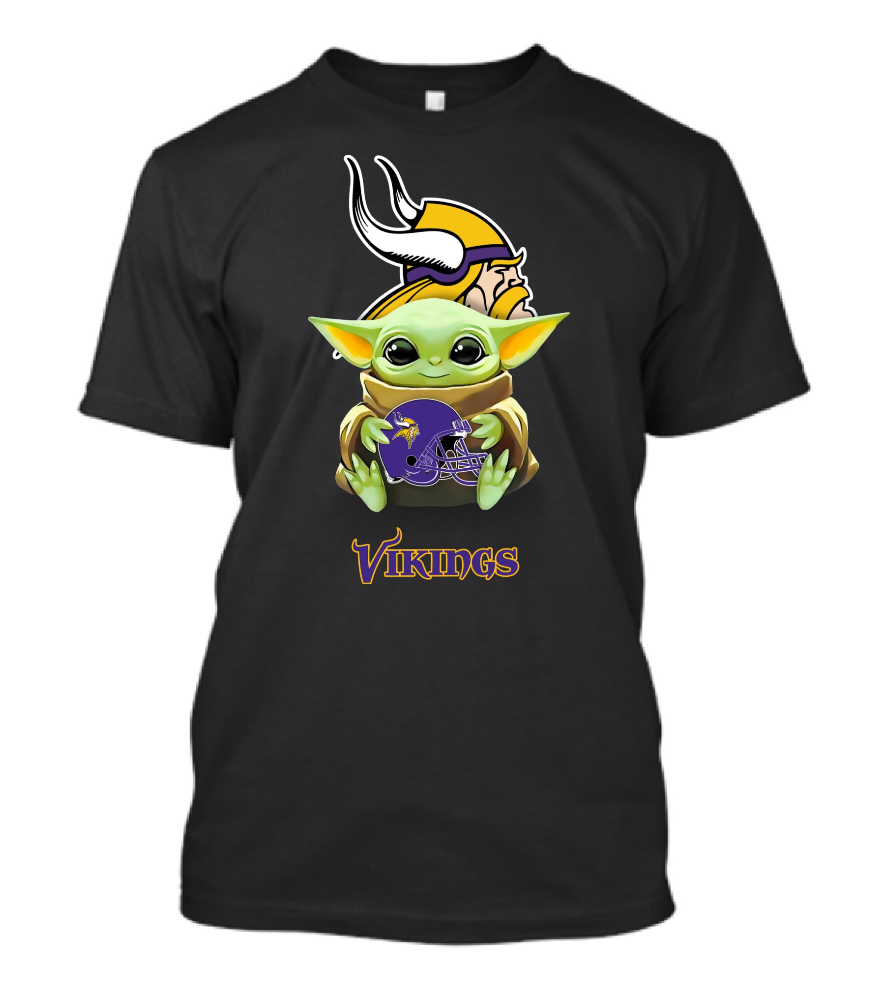 Star Wars The Child Hugging Minnesota Vikings Helmet With Vikings T-Shirt