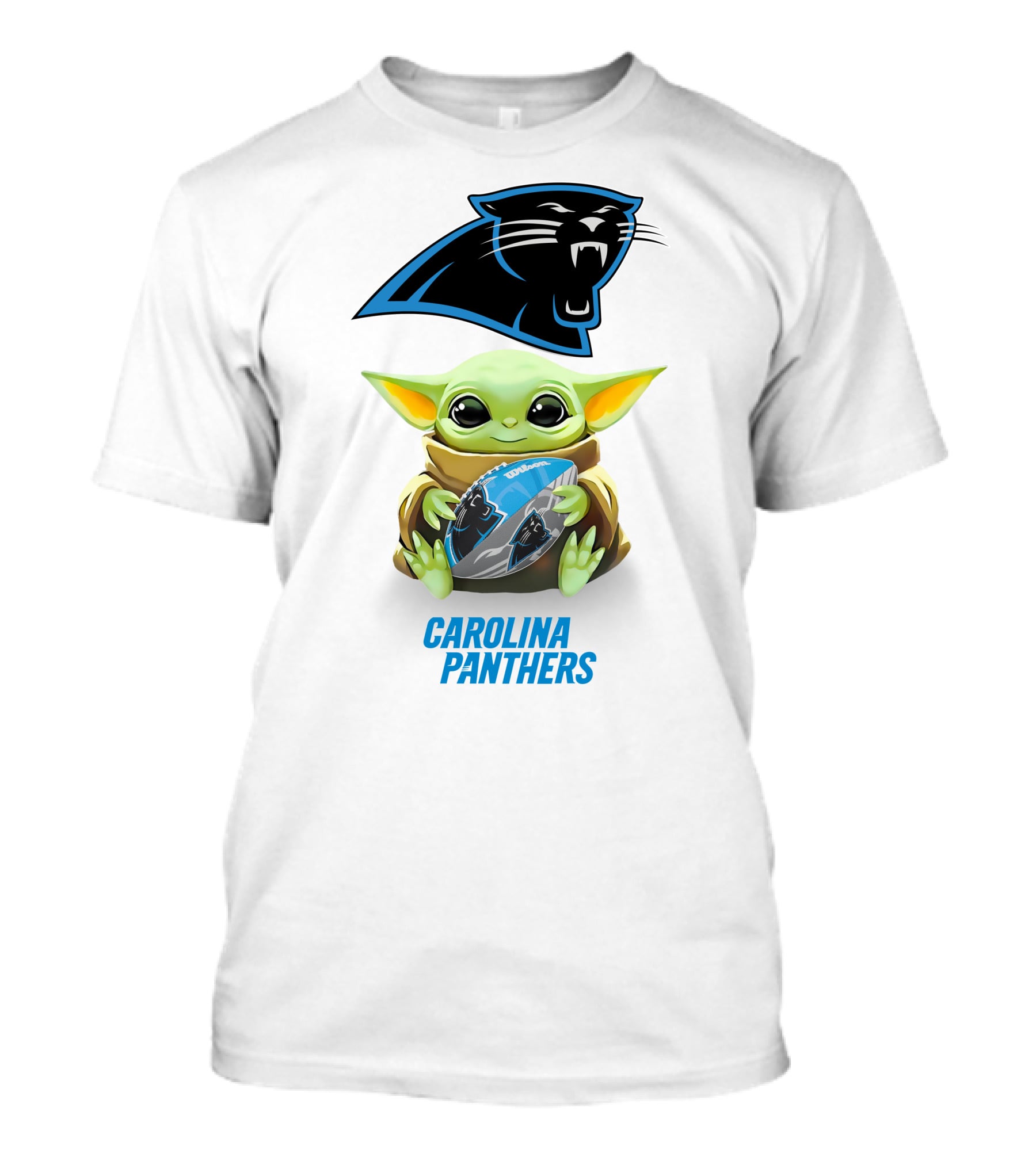 Baby Yoda Hug Carolina Panthers Football T-Shirt