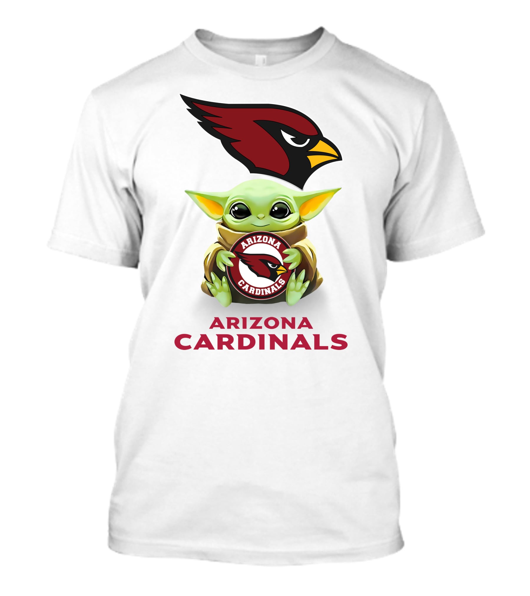 Arizona Cardinals Baby Yoda Fan White Star Wars Cardinals T-Shirt