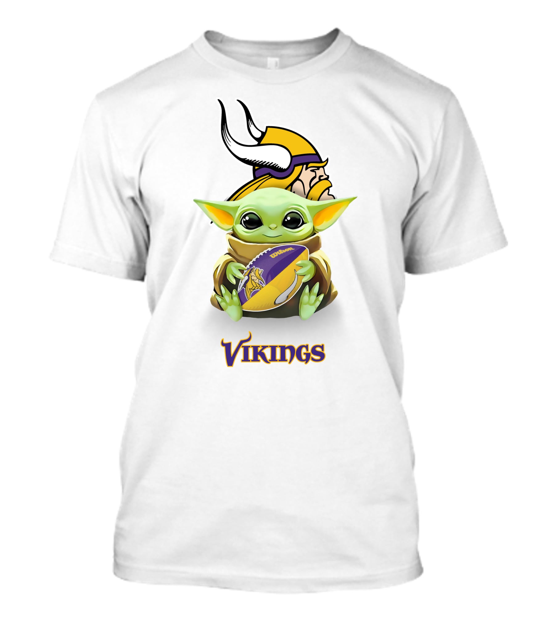 Star Wars Baby Yoda Hug Vikings Football Minnesota Tailgate White T-Shirt