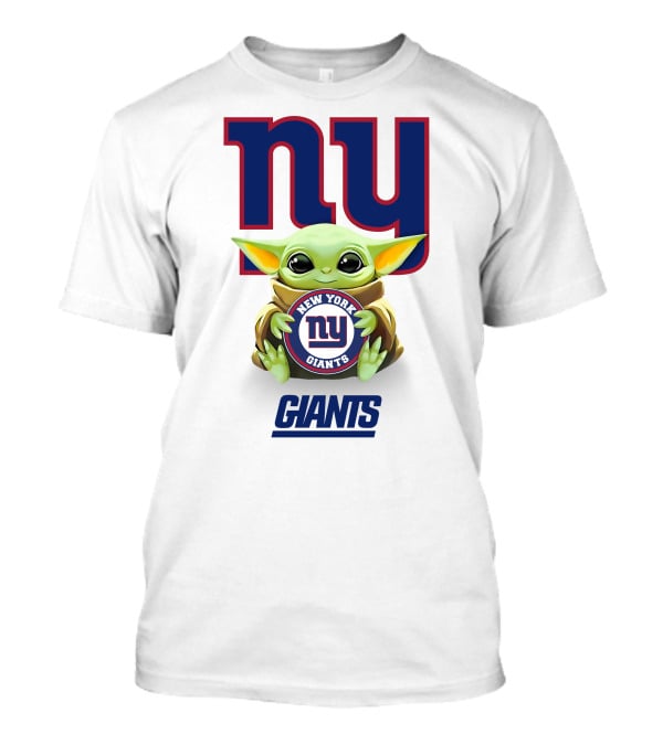 Star Wars Baby Yoda New York Giants Nfl Mandalorian Crossover Fan Gear T-Shirt
