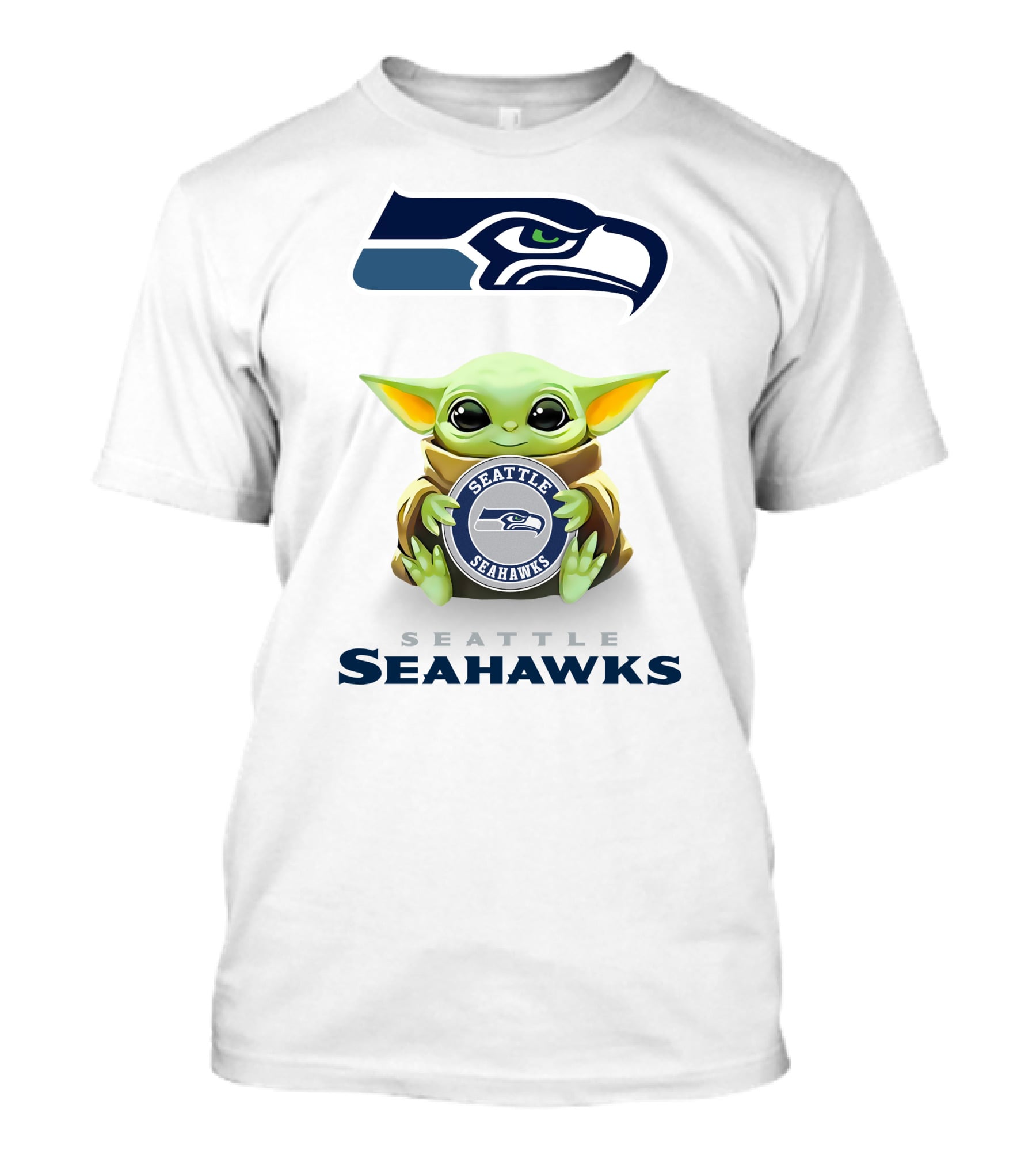Seattle Seahawks Star Wars Baby Yoda Hug Football Team T-Shirt