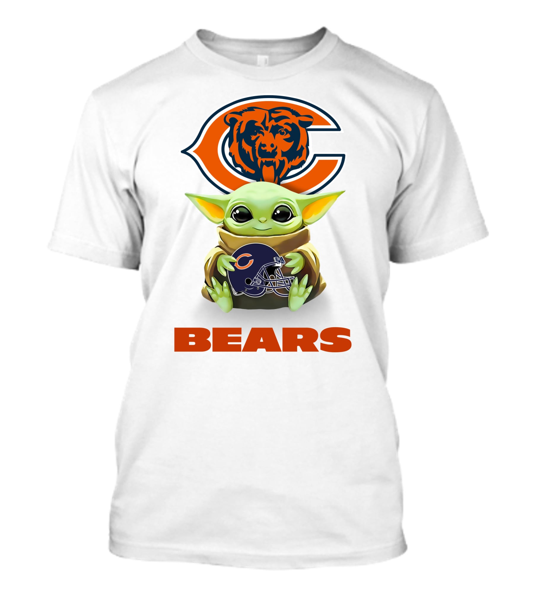 Grogu Holding Chicago Bears Helmet With Team Logo And Bear Emblem T-Shirt