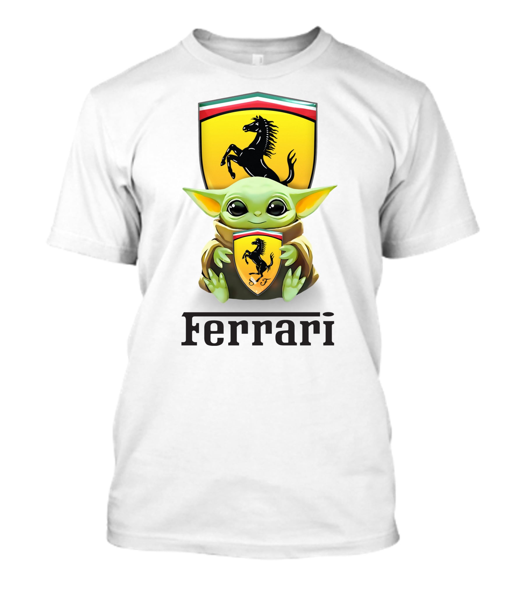 Grogu Hug Ferrari Emblem Iconic Fusion T-Shirt