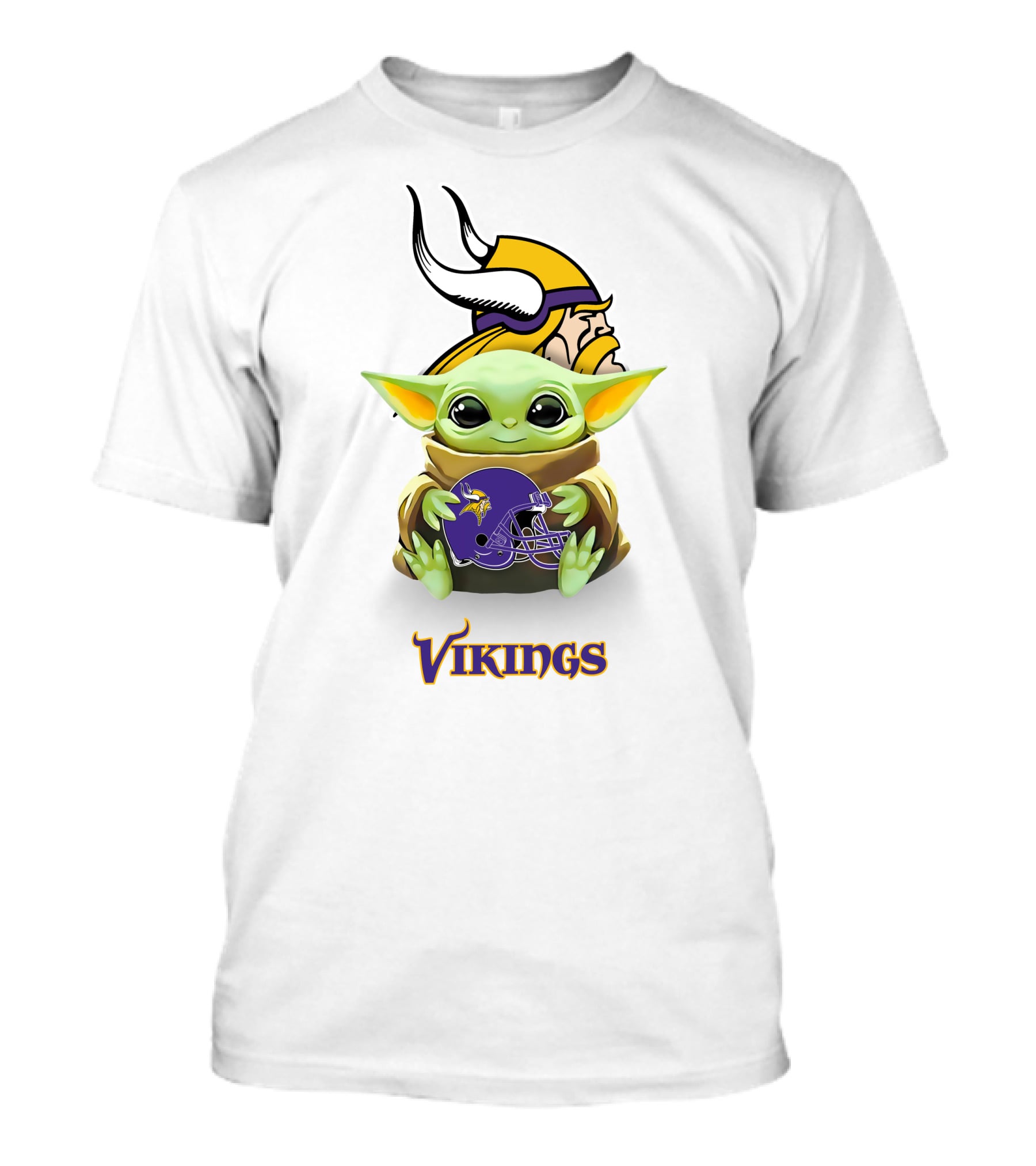 Grogu Holding Minnesota Vikings Helmet Iconic Logo Vikings T-Shirt