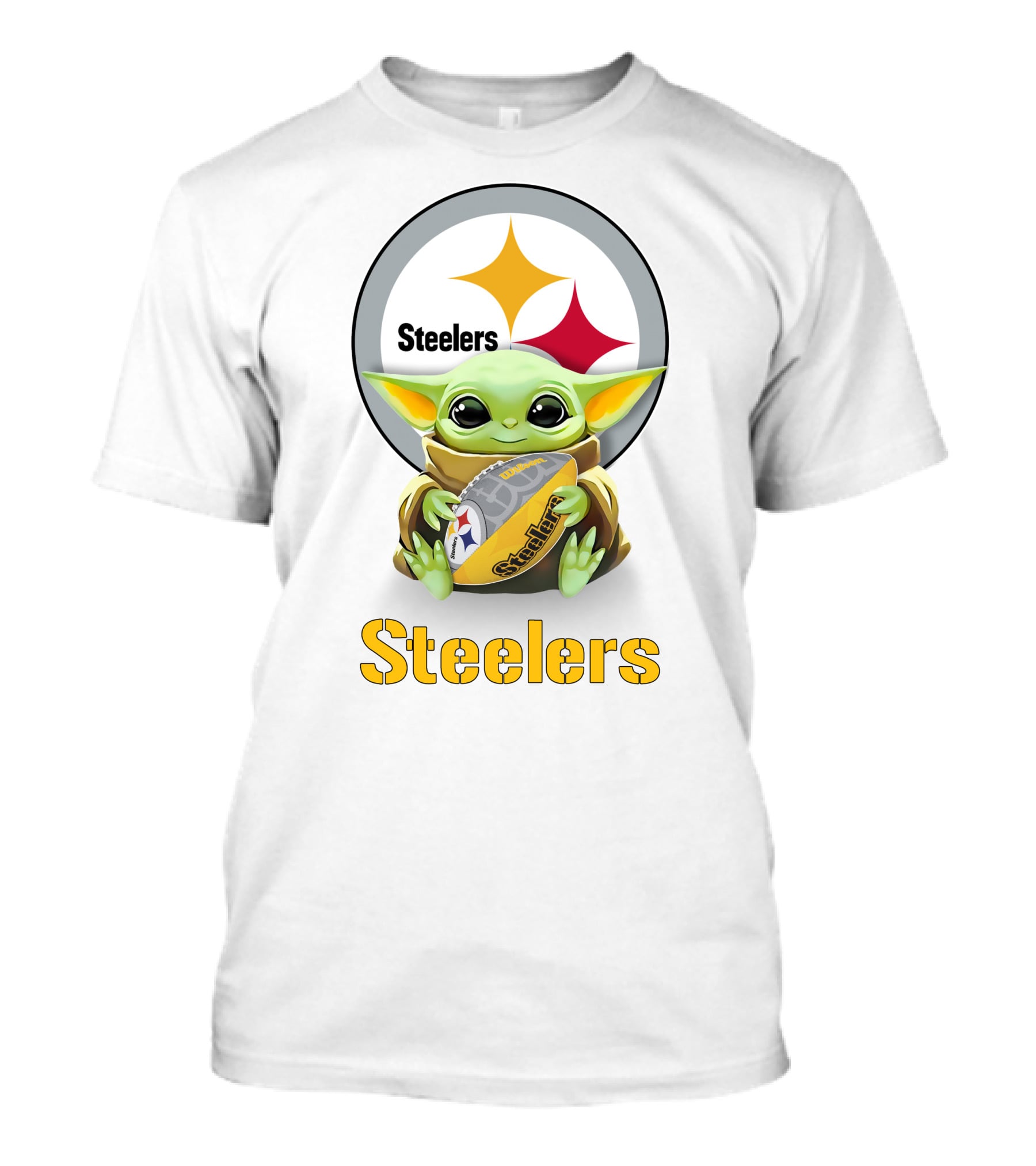 Grogu Hug Steelers Football Pittsburgh Steelers Tailgate White T-Shirt
