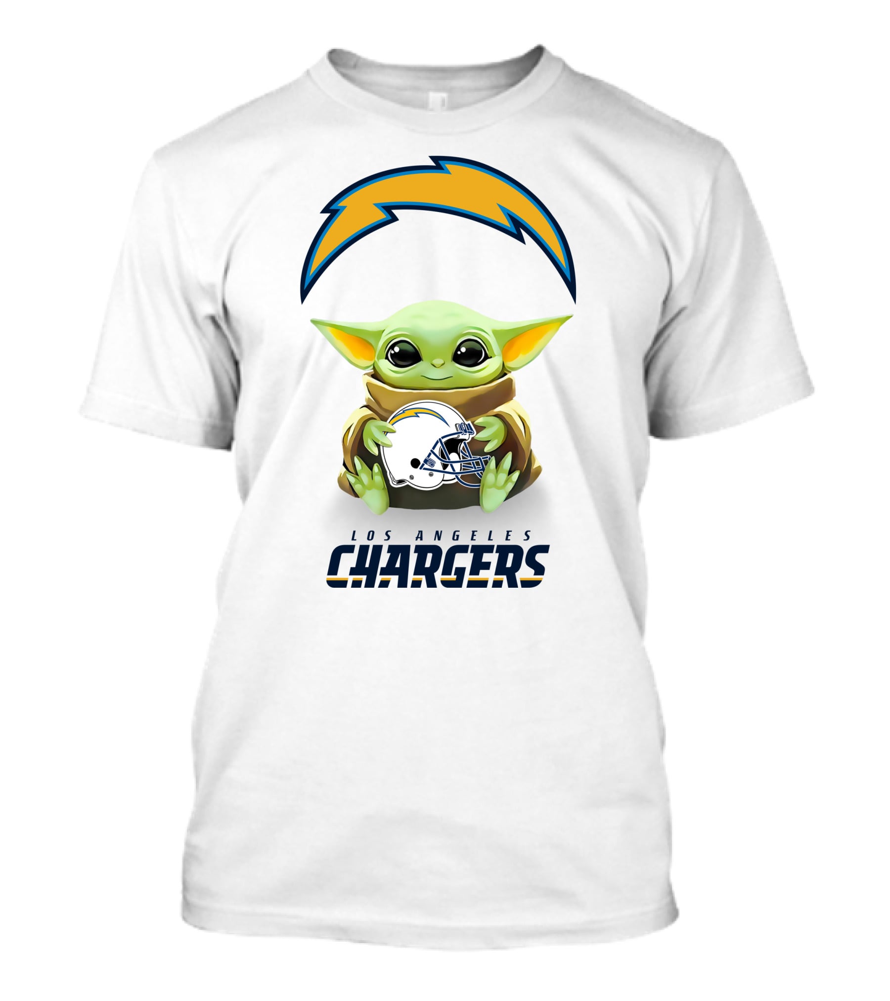 Grogu Los Angeles Chargers Helmet Hug T-Shirt