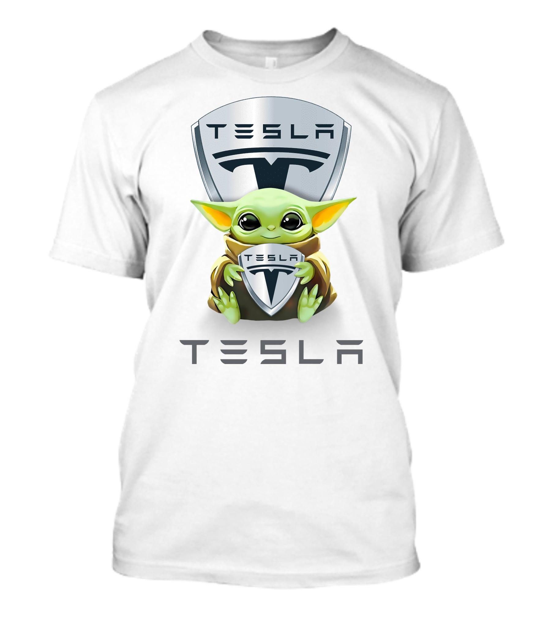 Grogu Hugging Tesla T-Shirt