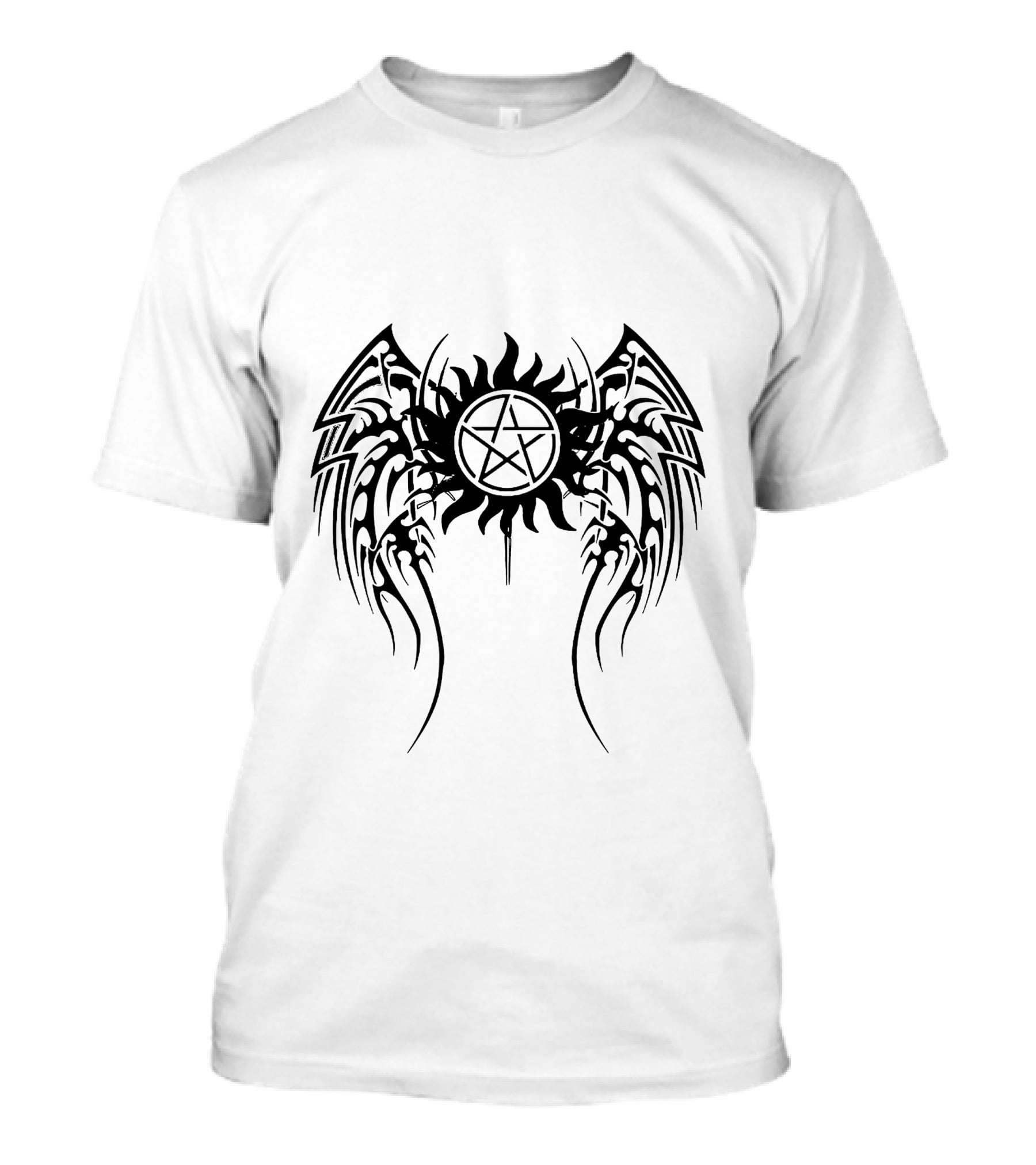 SPN Anti-Possession Symbol With Tribal Angel Wings T-Shirt