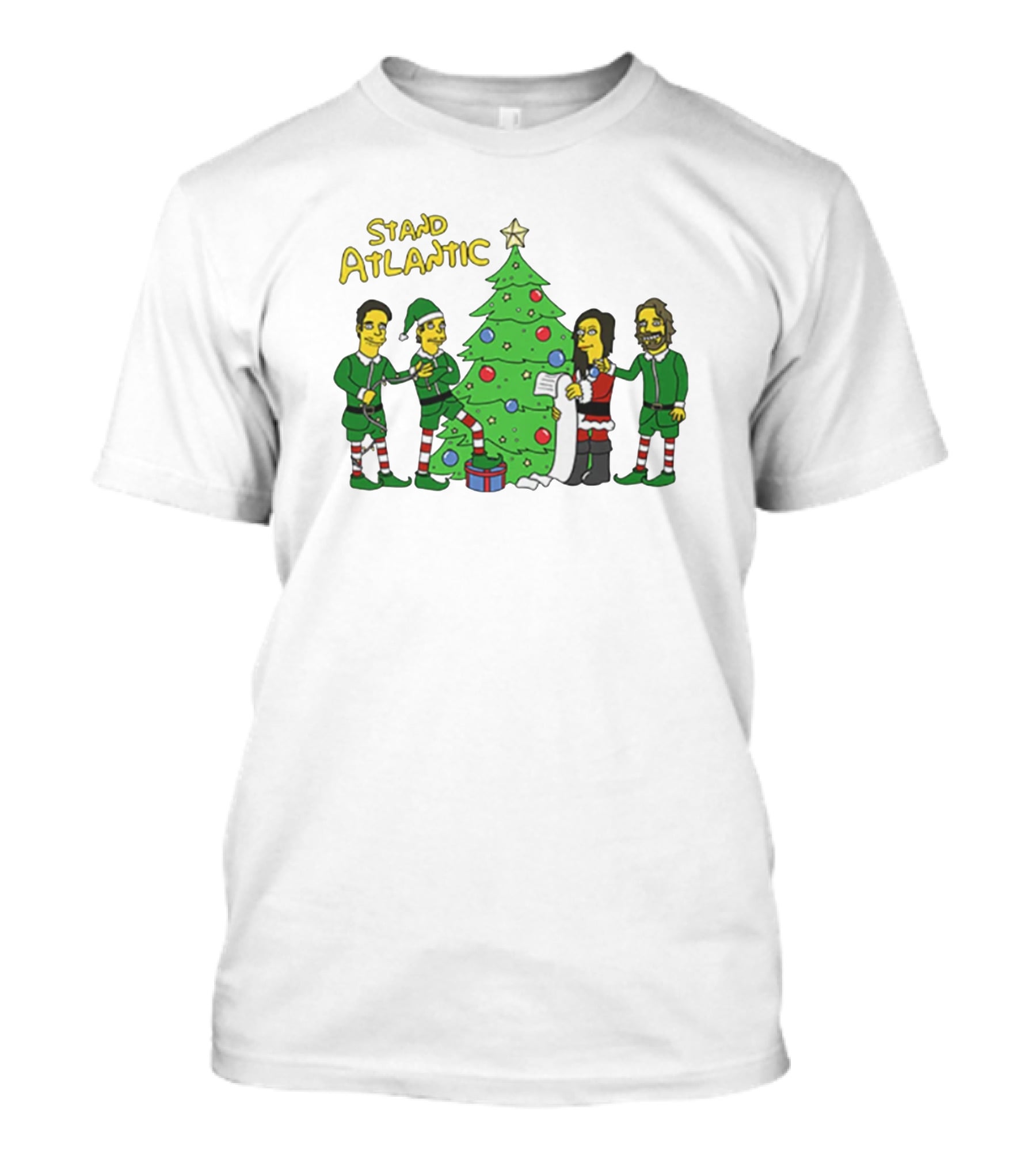 STAND ATLANTIC Christmas Tree And Cartoon Characters T-Shirt