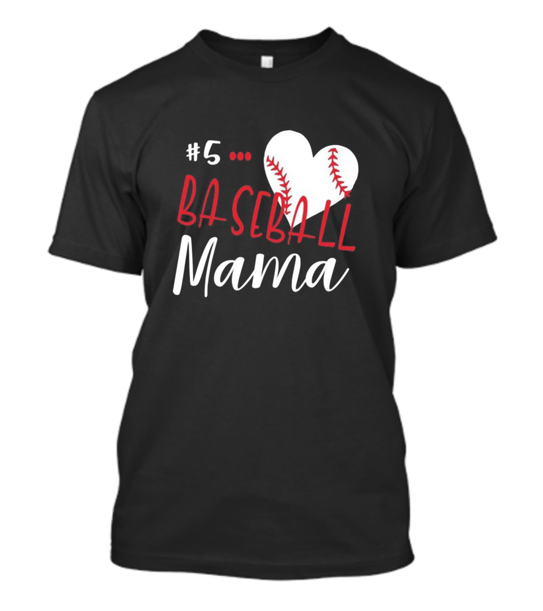 5 Baseball Mama Heart Stitch T-Shirt