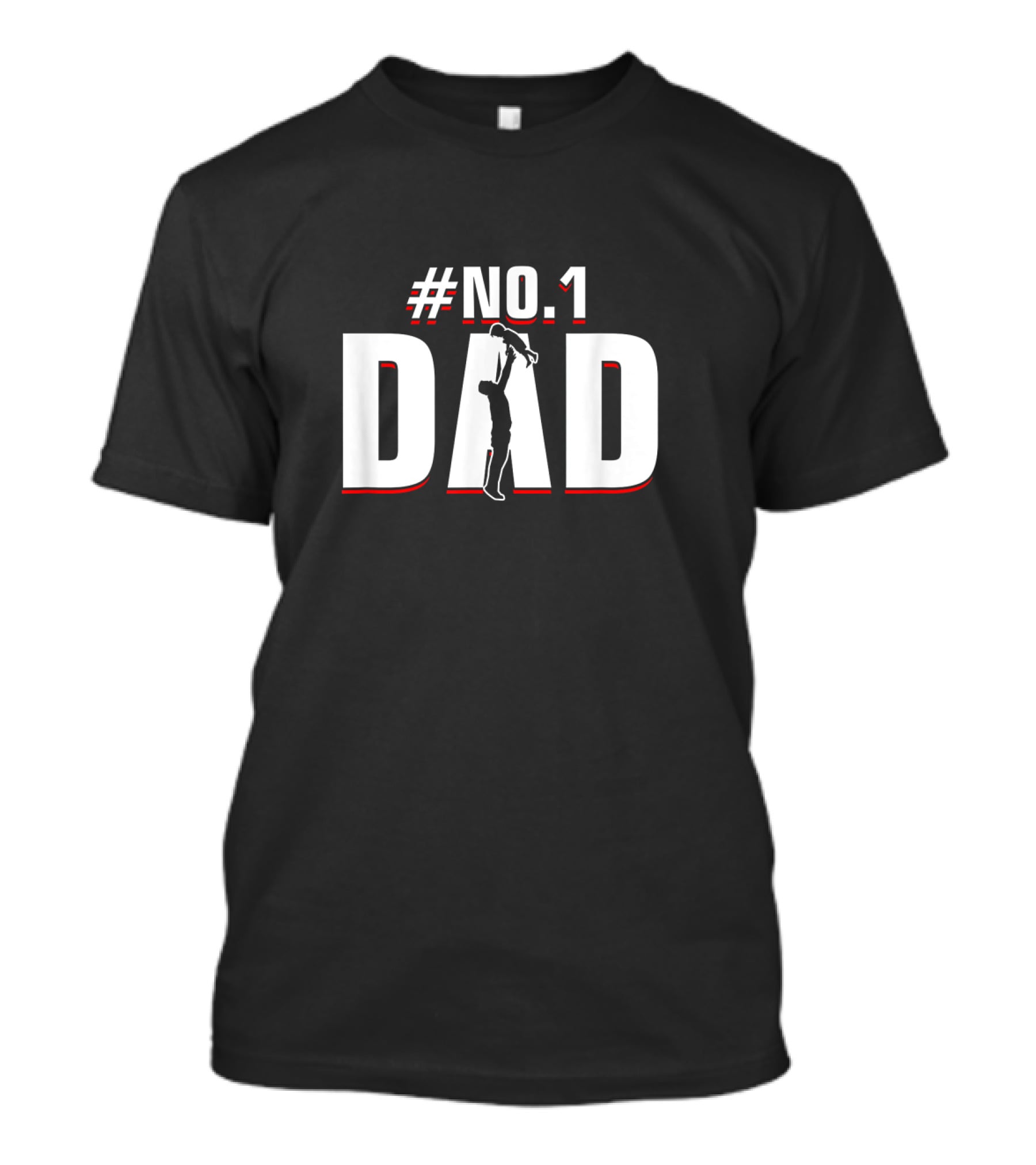 Father's Day No. 1 Dad Silhouette With Child Appreciation T-Shirt