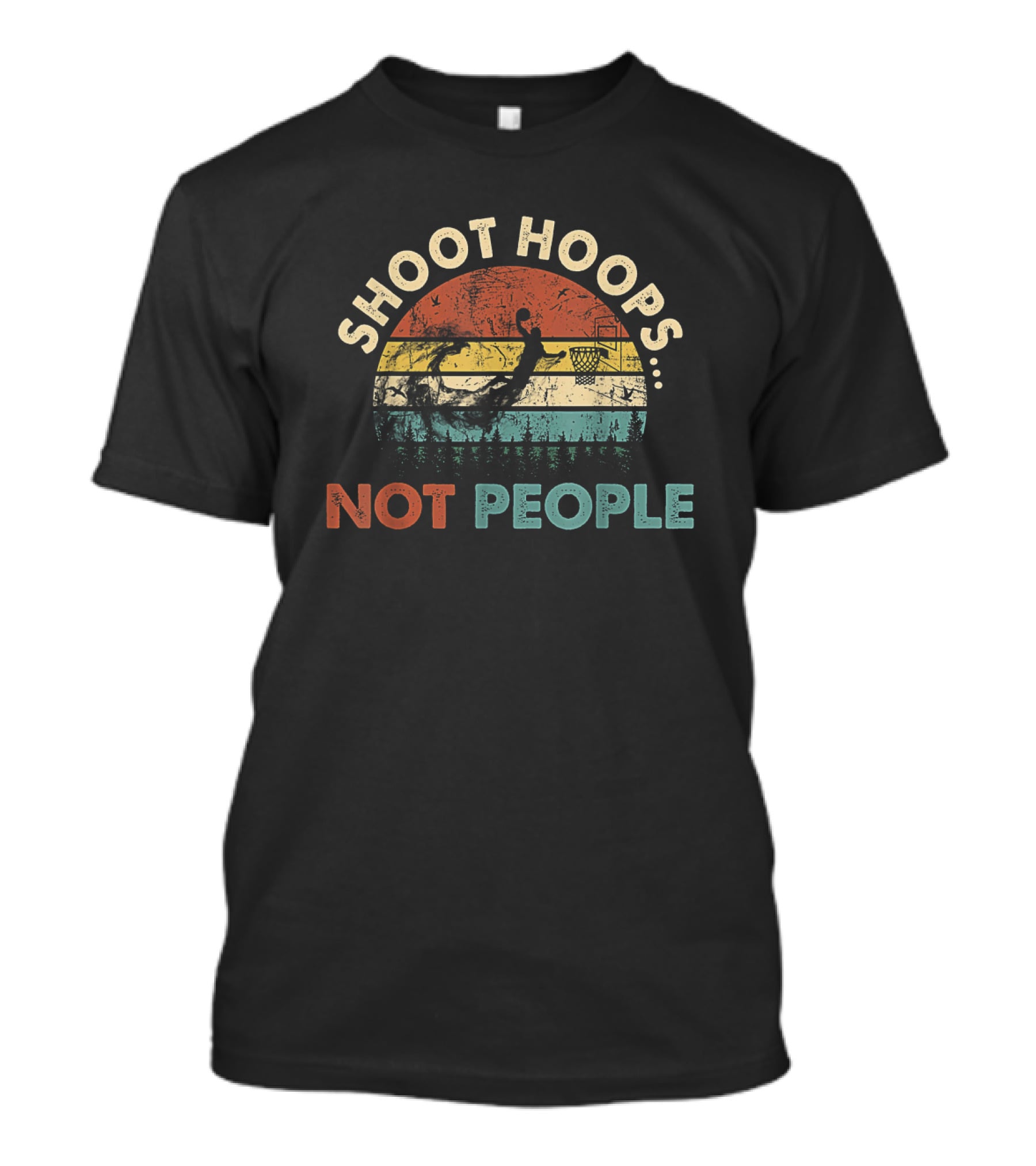 Shoot Hoops Not People Retro Basketball Sunset T-Shirt