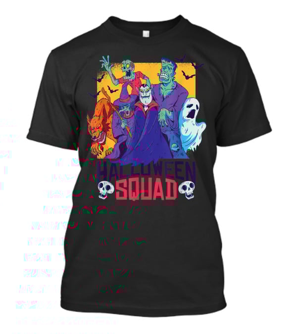 Halloween Squad Vampire Werewolf Ghost Witch Monster Group T-Shirt