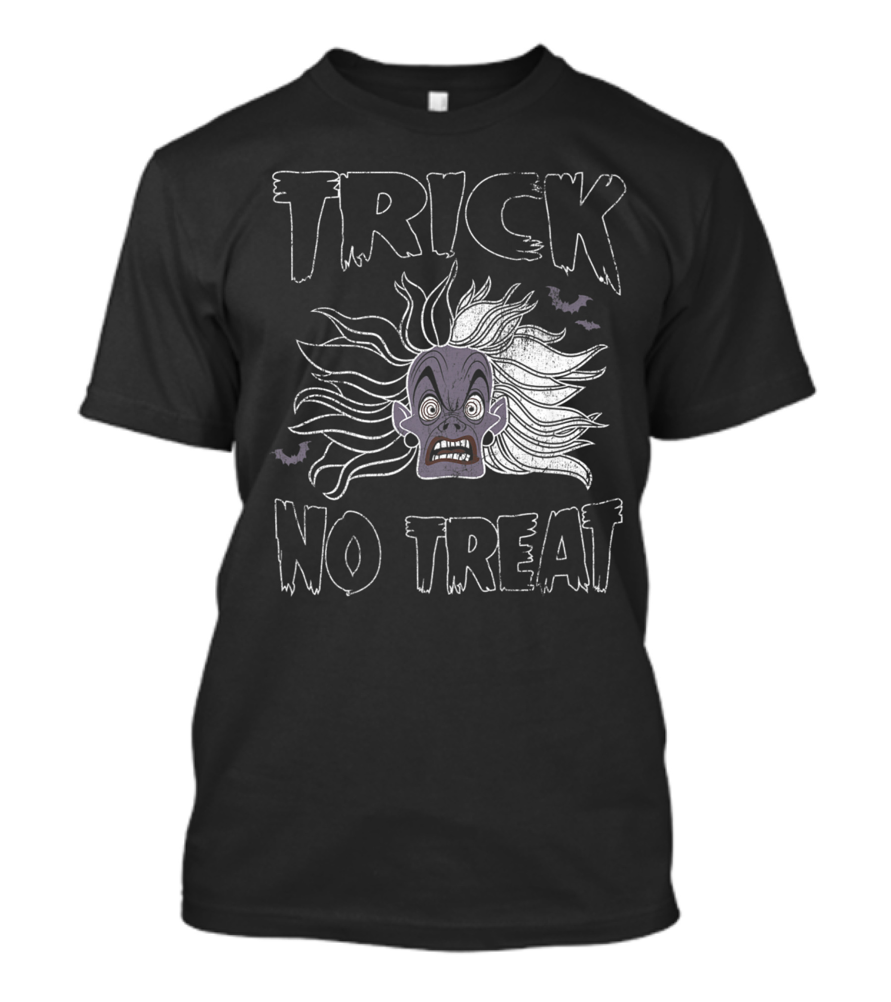Trick No Treat Spooky Ghost Face With Flying Bats T-Shirt