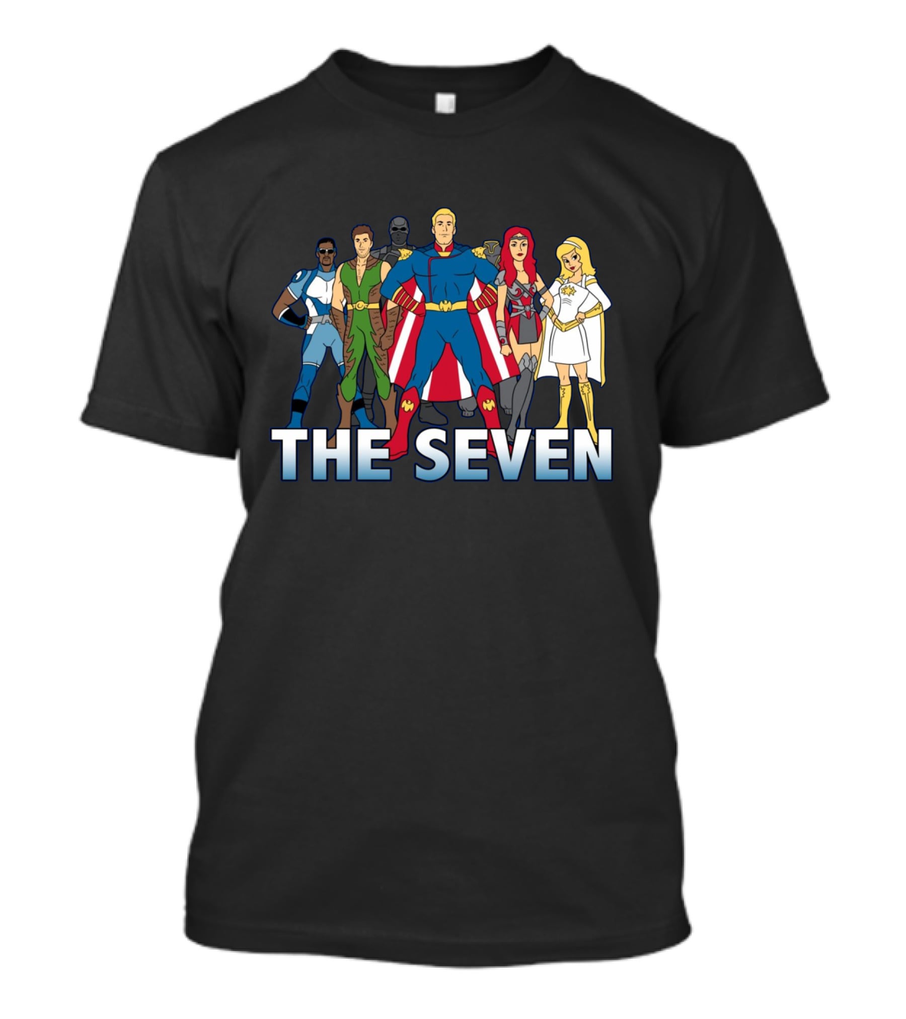 The Seven Cartoon Parody Superhero Team Art Ript Crossover T-Shirt