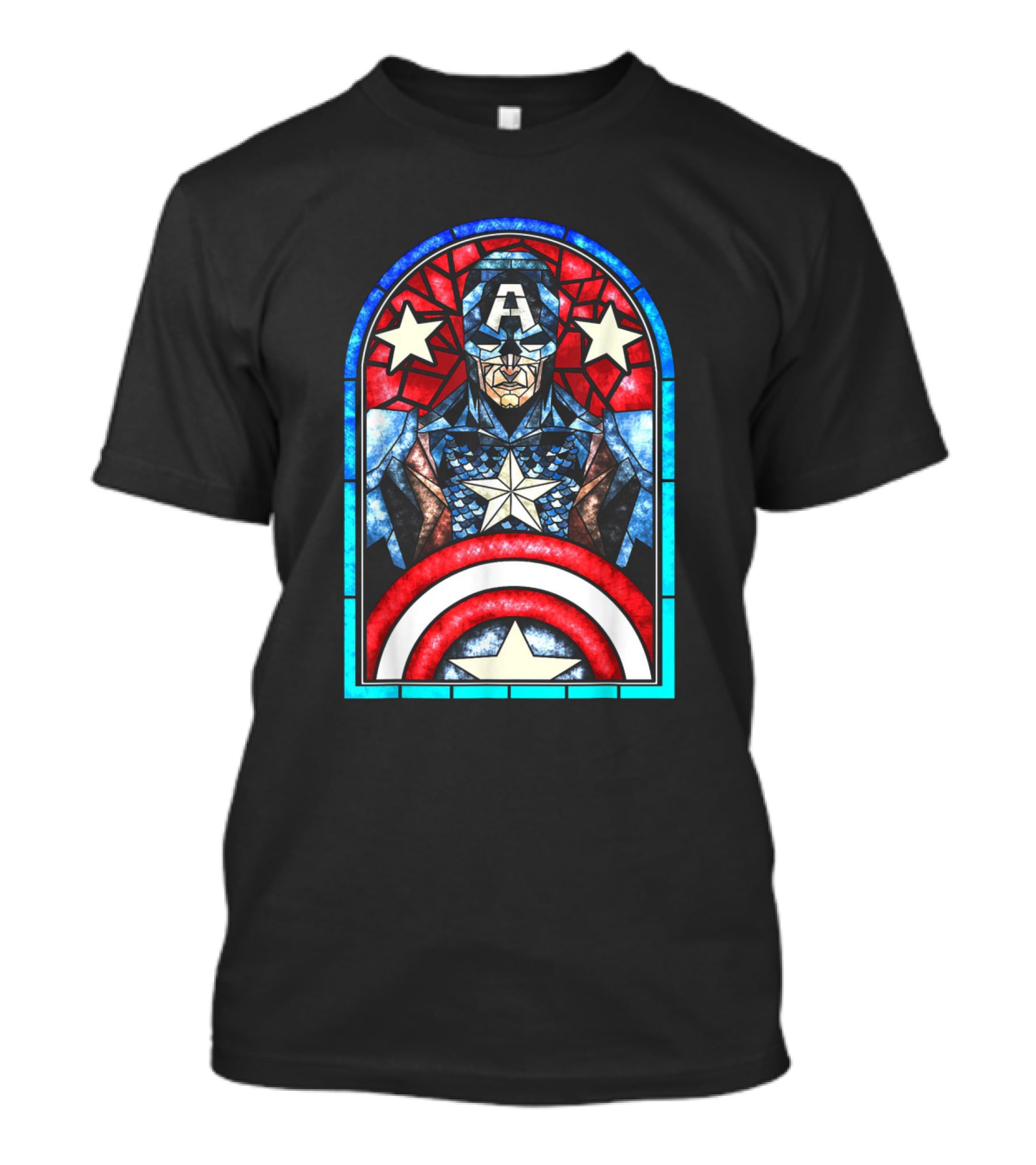 Captain America Avengers Stained Glass Memorial Window T-Shirt