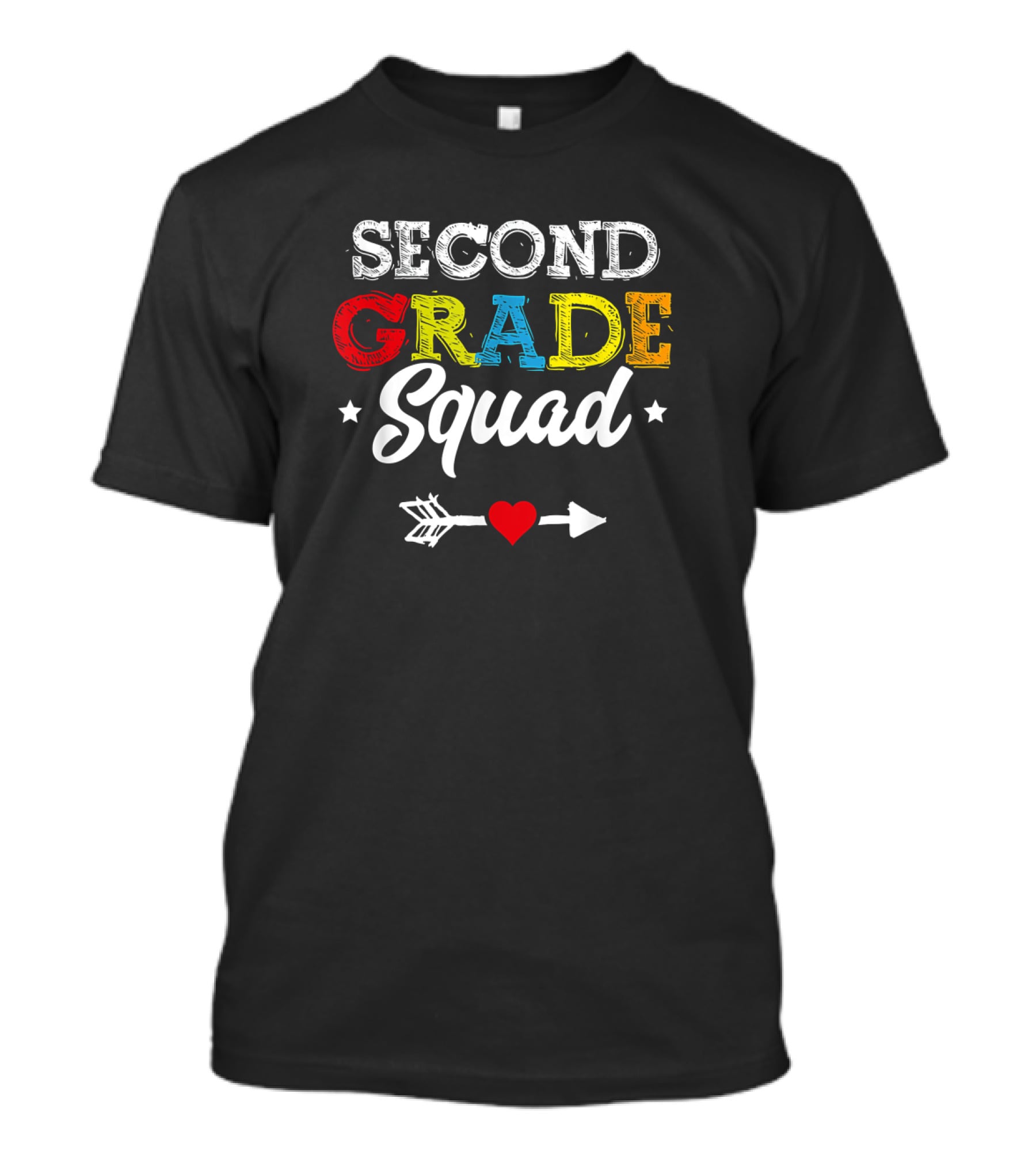 Second Grade Squad Colorful Back To School Teacher Student Kids Arrow Heart T-Shirt