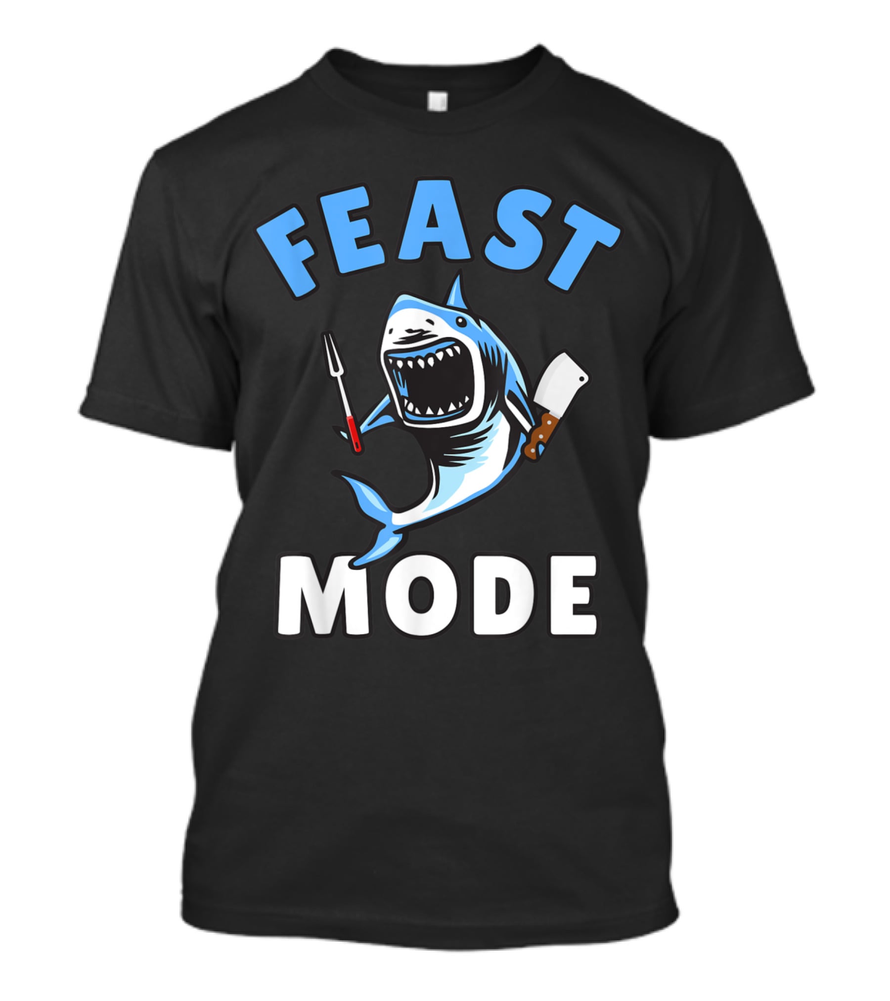 Feast Mode Great White Shark Cartoon Thanksgiving Kids T-Shirt