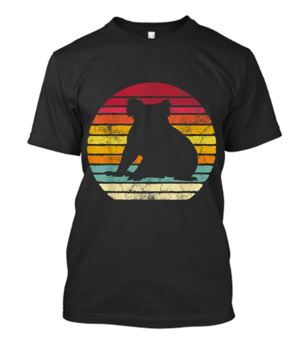 Koala Bear Retro Vintage 70's 80's Stripes Silhouette Circle T-Shirt