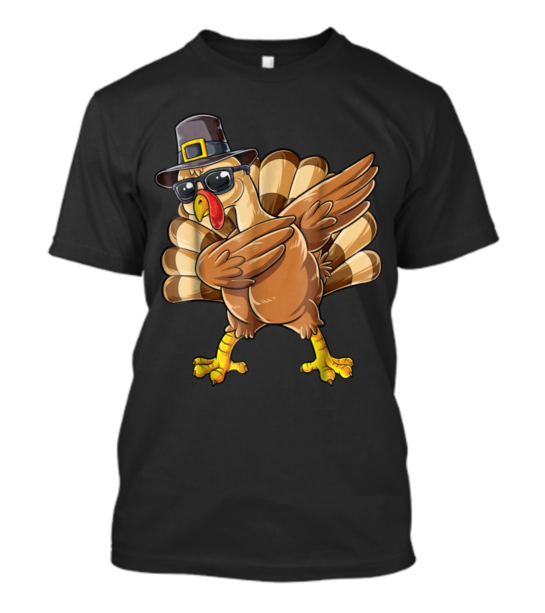 Thanksgiving Dabbing Turkey Pilgrim Hat Sunglasses Boys Day T-Shirt