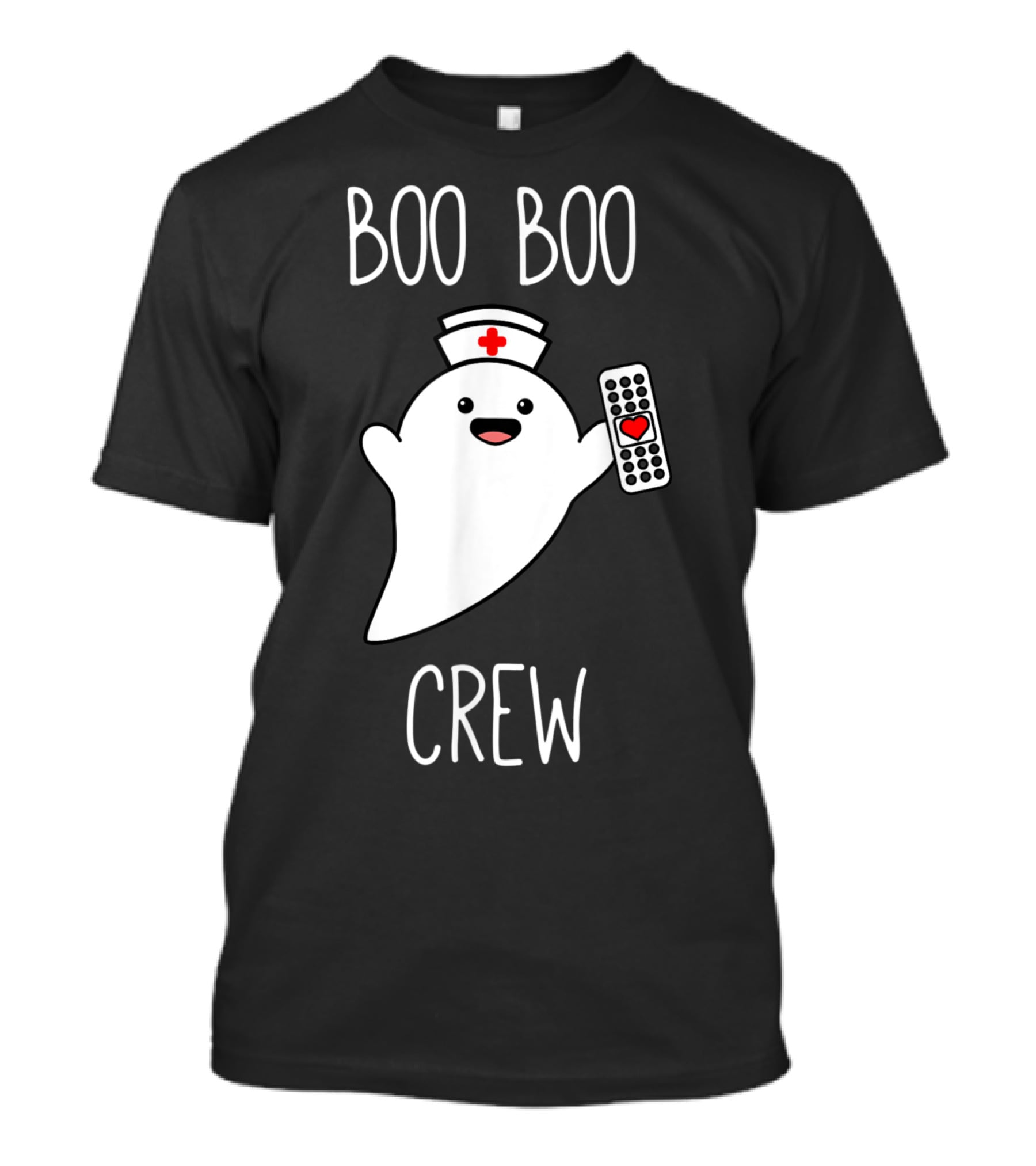 Boo Boo Crew Halloween Nurse Ghost With Nurse Cap And Heart Bandage T-Shirt
