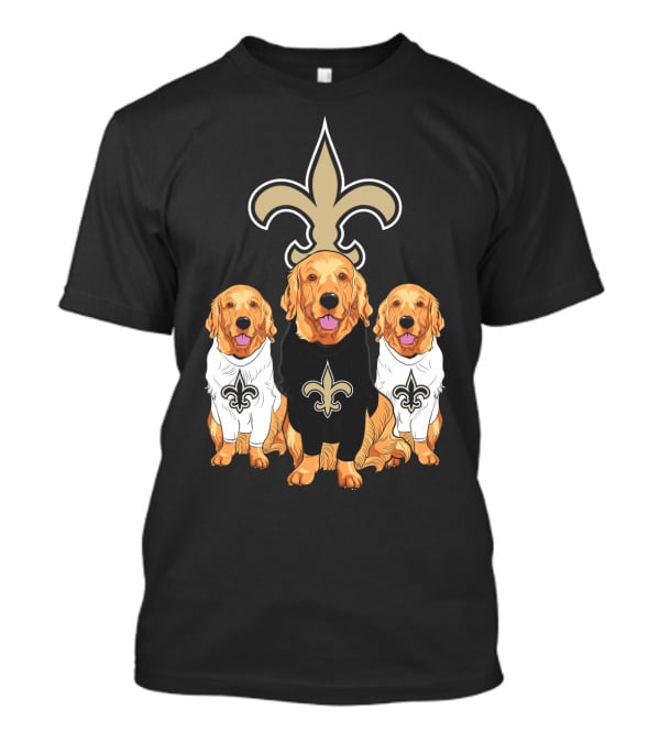 Golden Retrievers With New Orleans Saints Fleur-De-Lis Symbol T-Shirt