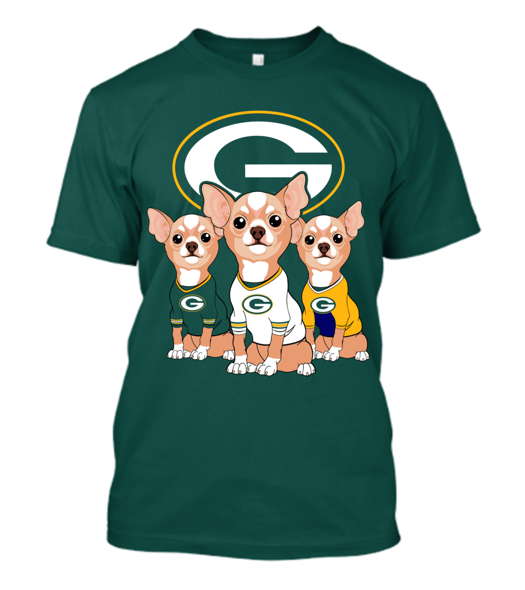 Green Bay Packers Chihuahua Trio T-Shirt