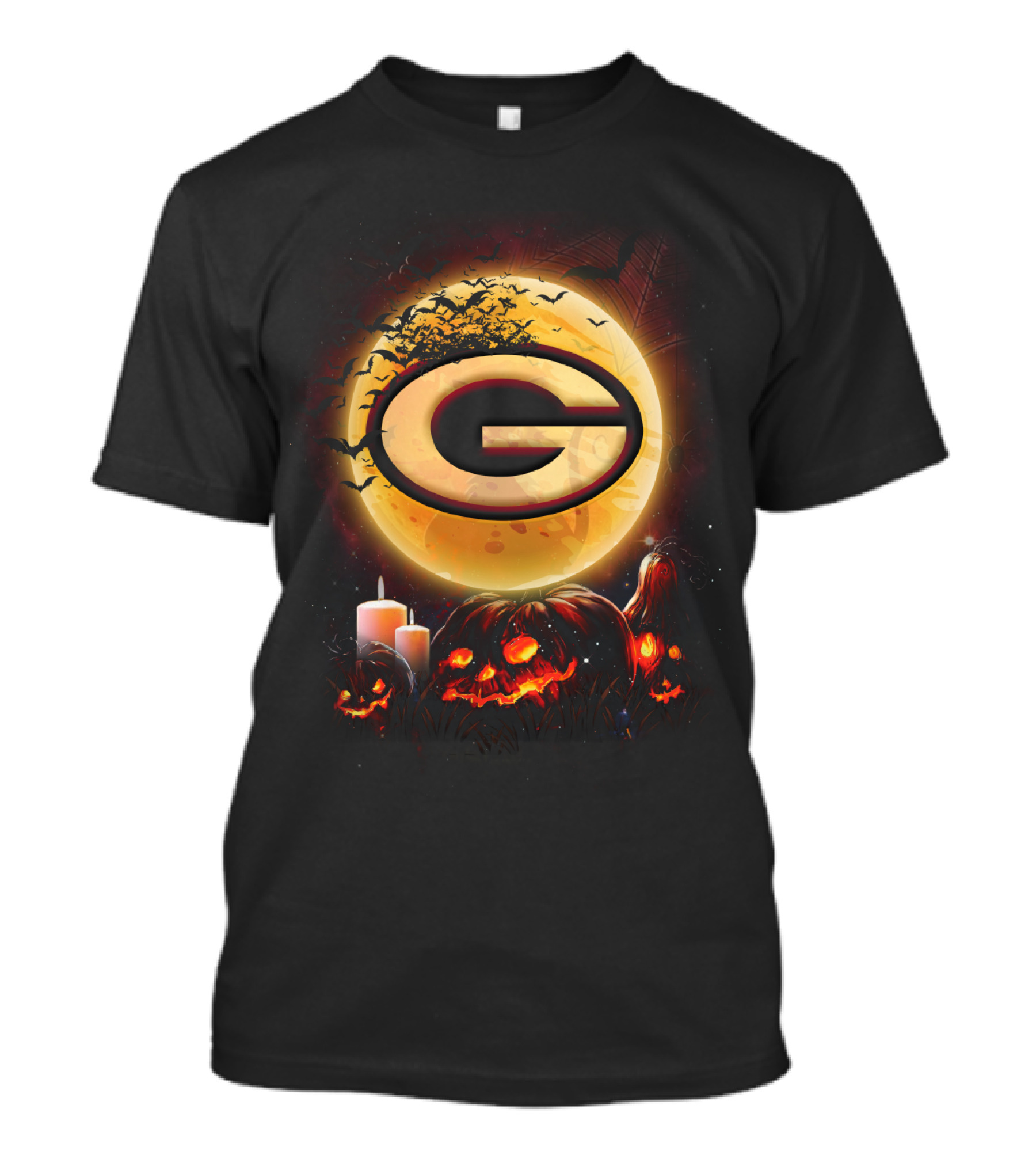 G Halloween Moon Bats Pumpkins Candles Ghosts T-Shirt