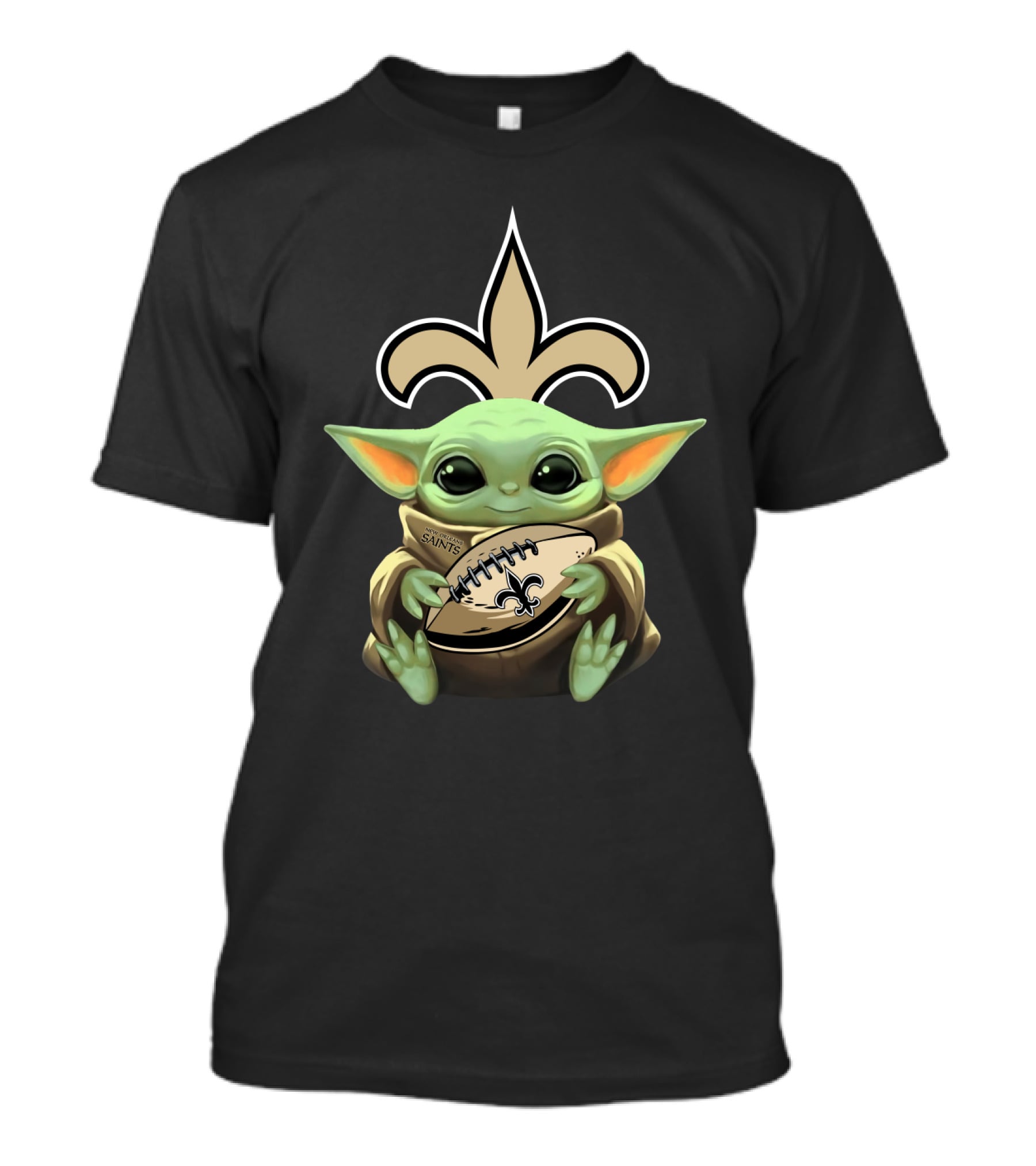 BabyYoda Holding Saints Football With Fleur-de-Lis T-Shirt