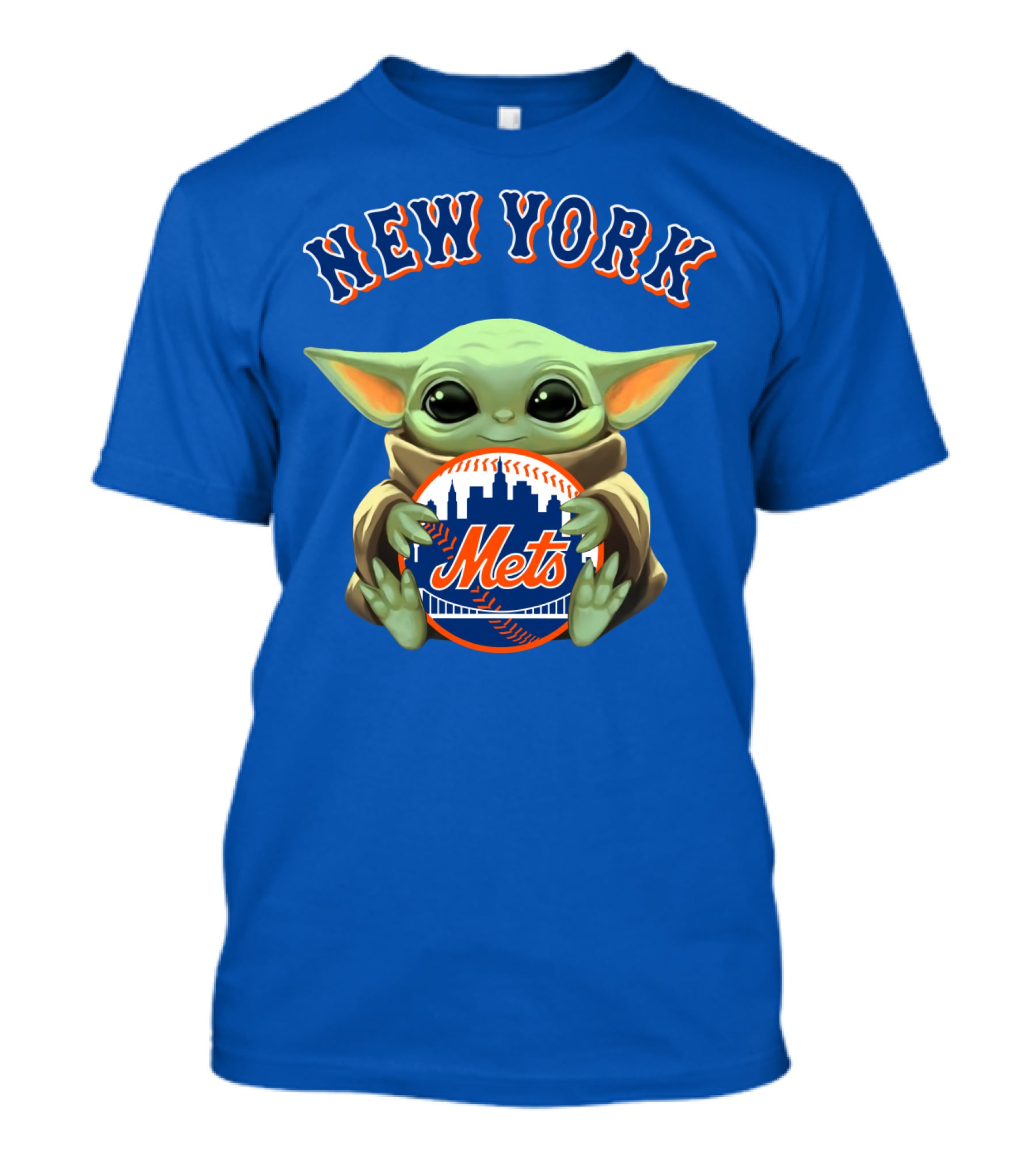 New York Mets Baby Yoda Holding Team T-Shirt