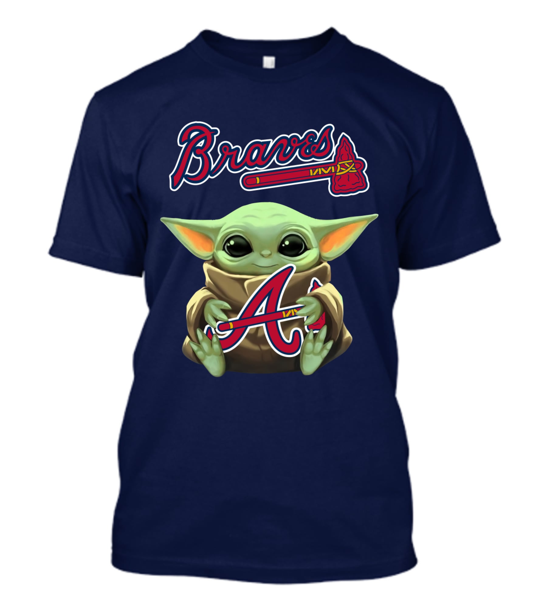 Braves Baby Yoda Holding Baseball Team T-Shirt