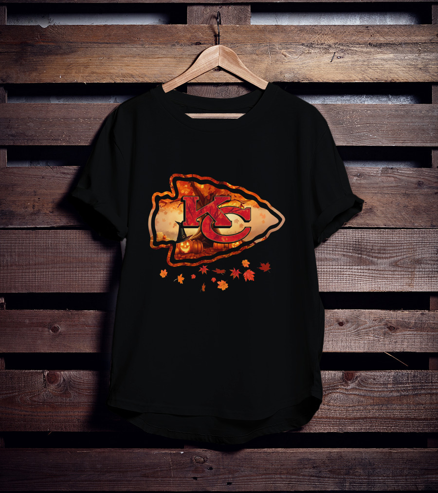 Kc Autumn Pumpkin Witch Hat Leaf Cascade T-Shirt