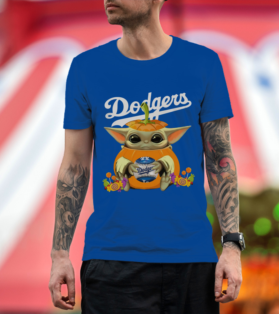 Dodgers Baby Yoda Pumpkin Halloween T-Shirt