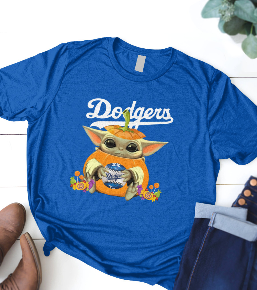 Dodgers Baby Yoda Pumpkin Halloween T-Shirt