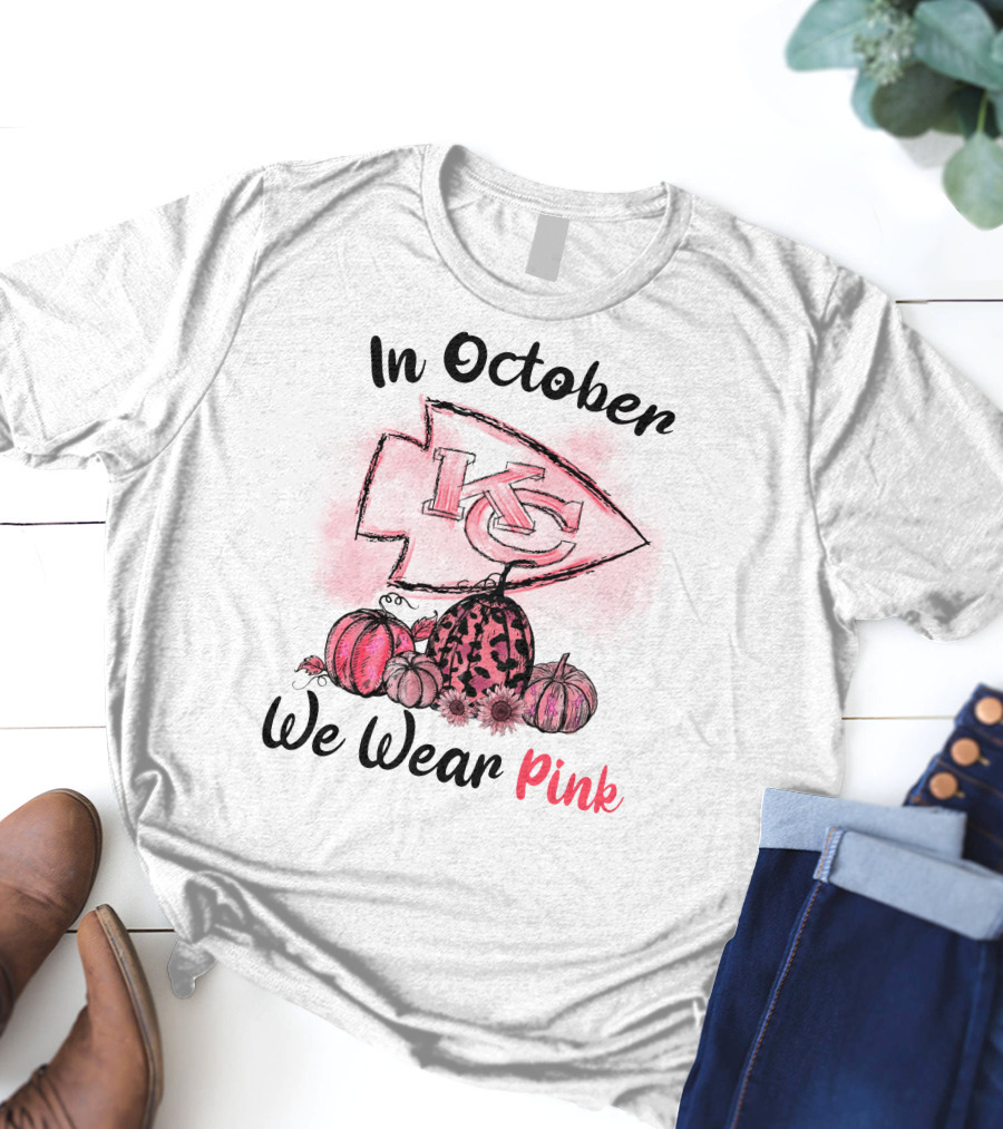 In October We Wear Pink Kc Pumpkin Edition T-Shirt