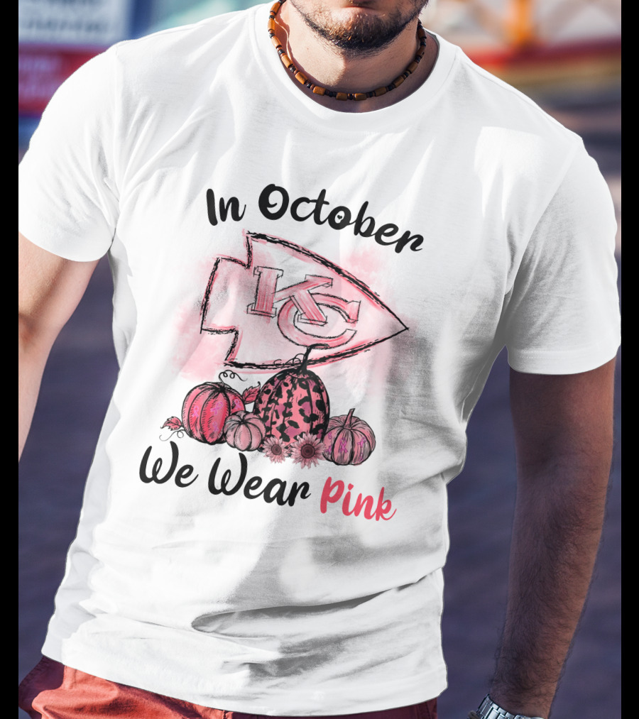 In October We Wear Pink Kc Pumpkin Edition T-Shirt