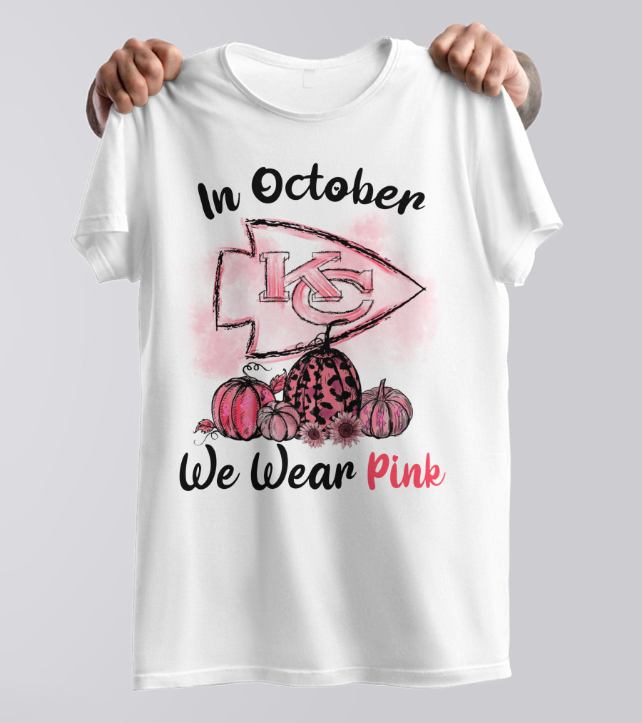 In October We Wear Pink Kc Pumpkin Edition T-Shirt