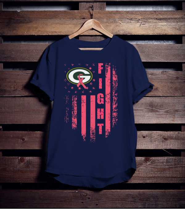 FIGHT Greenbay Pink Ribbon G Logo Stripes T-Shirt