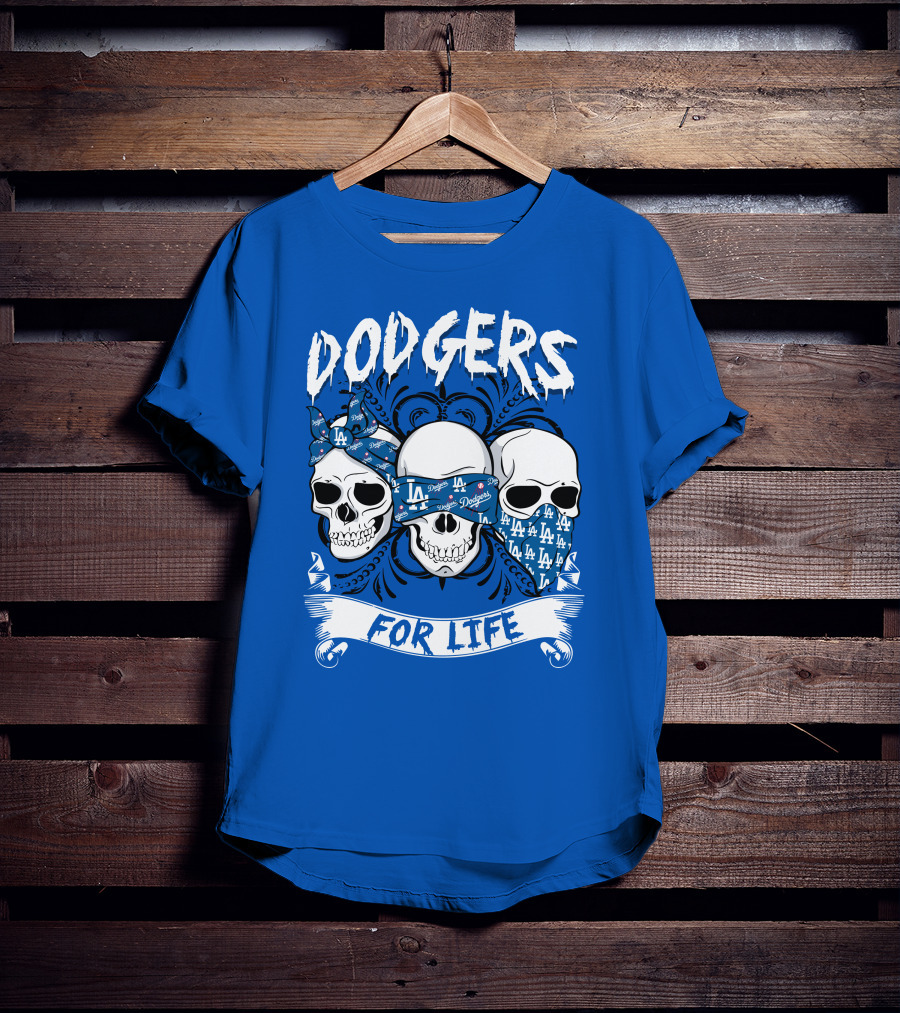 Dodgers For Life La Skulls Bandana T-Shirt