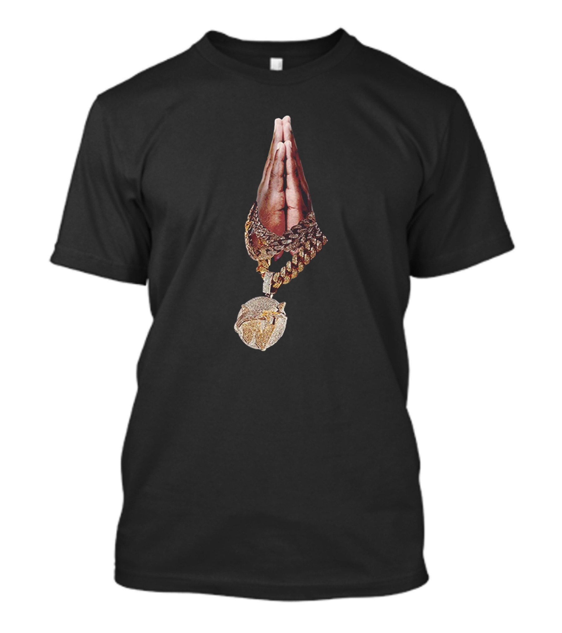Pop Smoke Praying Hands Vlone Chain Pendant Merch T-Shirt