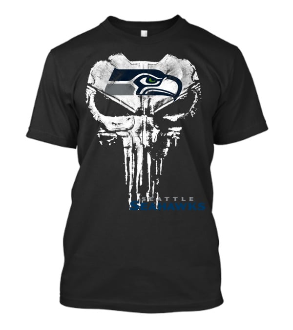 Seattle Seahawks Punisher Skull Logo Combination T-Shirt