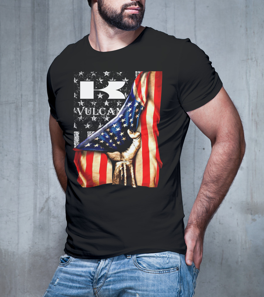 Vulcan Hand Gripping American Flag With Stars And Stripes T-Shirt