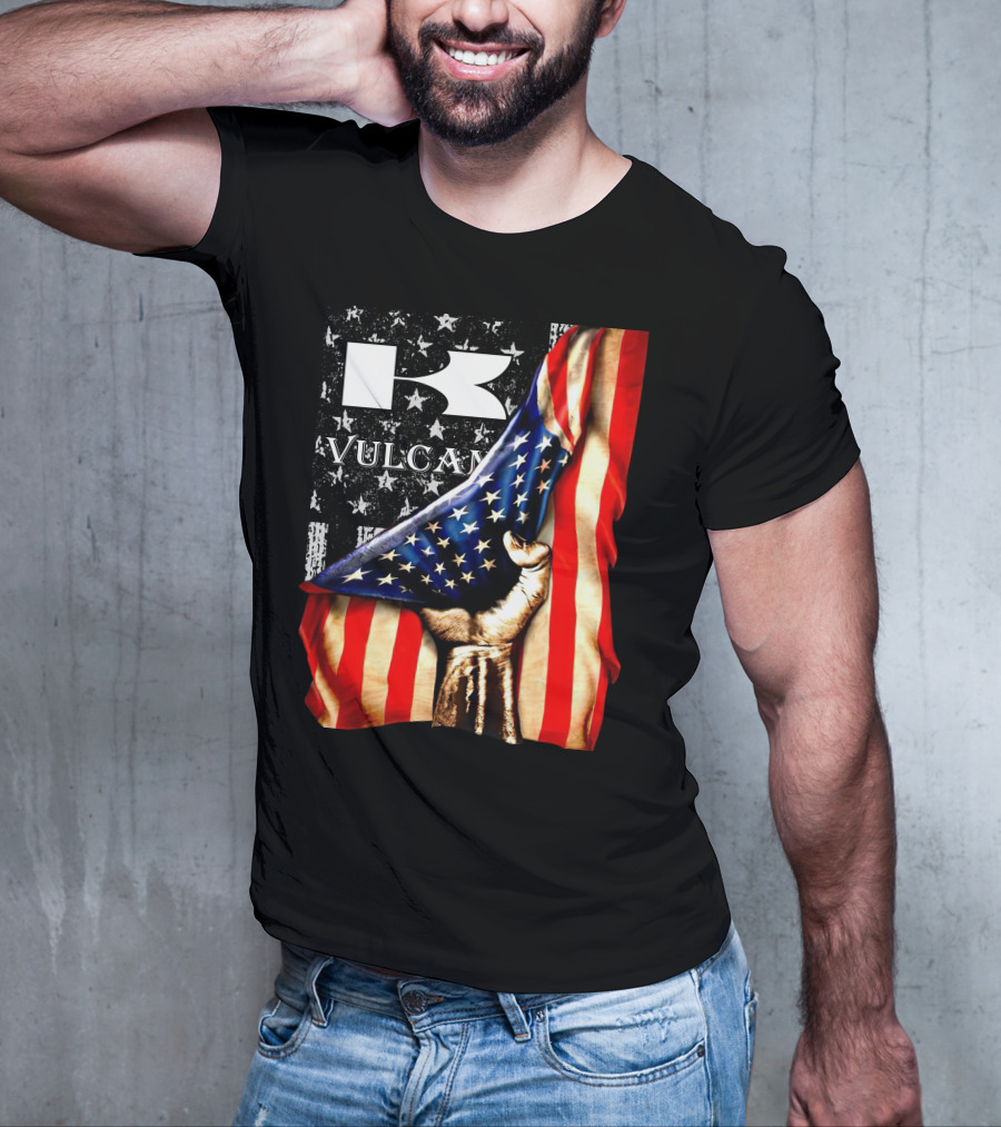 Vulcan Hand Gripping American Flag With Stars And Stripes T-Shirt