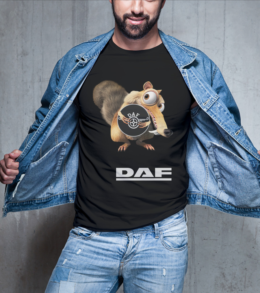 Daf Logo With Ice Age Scrat Character T-Shirt