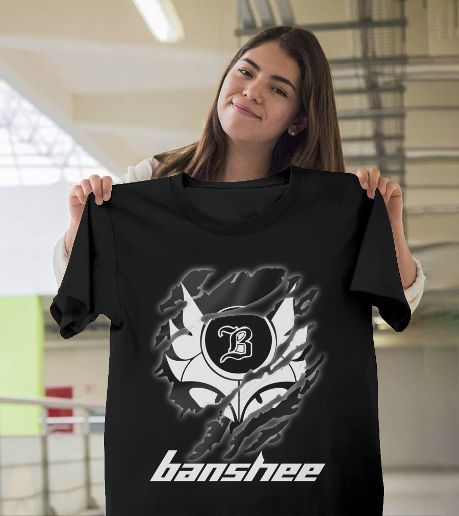 Banshee9 Black And White Clawed Logo With Stylized B T-Shirt