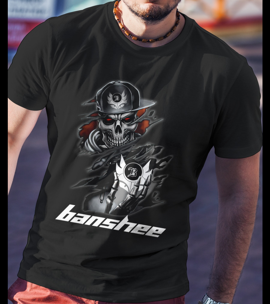 Banshee Skull With Hat And Letter B Motif T-Shirt